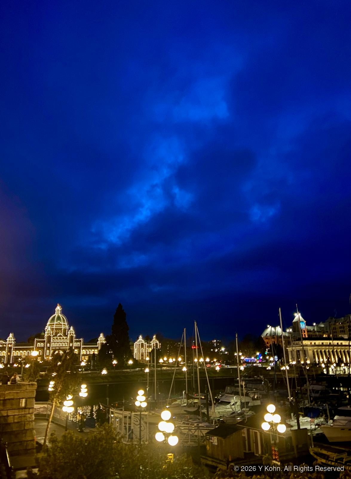 Victoria Inner Harbour illuminated at night
